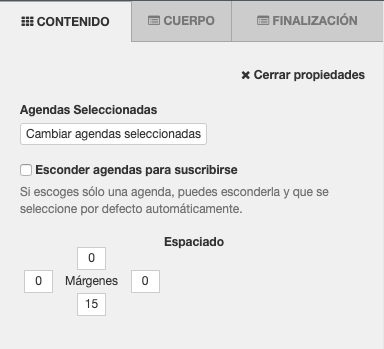 Puedes esconder las agendas si solo hay una seleccionada - Mensagia