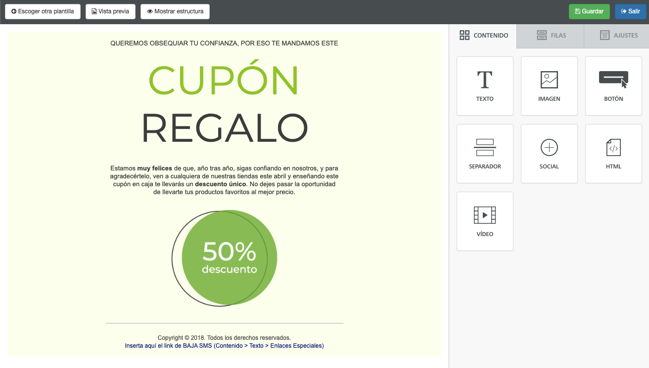 Disenya el contenido al crear una Plantilla de Email - Mensagia