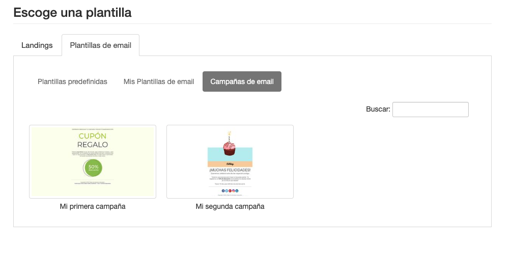Escoge una plantilla al crear una Plantilla de Email - Mensagia